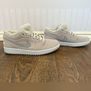 Women's Nike Air Jordan 1 Low SE Sherpa Fleece Grey - Size 10 - New w/out Box